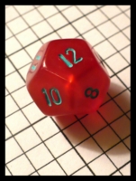 Dice : Dice - 12D - Chessex Translucent Red with Teal Numerals - Ebay Aug 2010